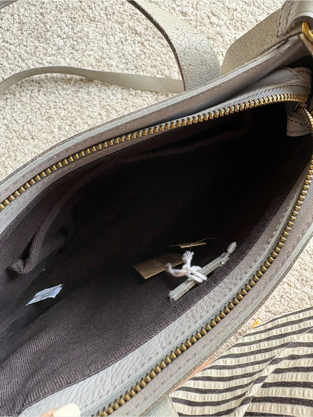 Madewell Light Gray Leather Tote Bag